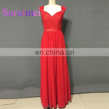 2017 Free Shipping Red Prom Dresses Sweetheart Neck A Line Evneing Dress