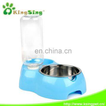 Double Dinner Bowl for Cats, Plastic and Stainless Steel Pet Bowl With Water Bottle photo-3