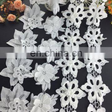 New Arrival White 3d Flower Lace Trim for Dress and Decoration photo-3