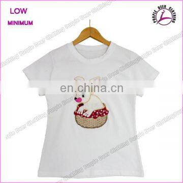 Custom 100%cotton thick Gilr clothing large embroidery patch tshirt