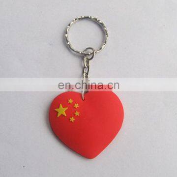 wholesale lovely customized soft PVC flag keychain