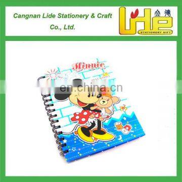 2016 custom promotional cartoon spiral school books for students