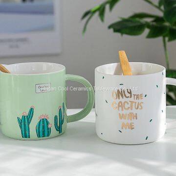 Chinese Factory Ins Style Fashionable Green Cactus Handmade Ceramic Mug