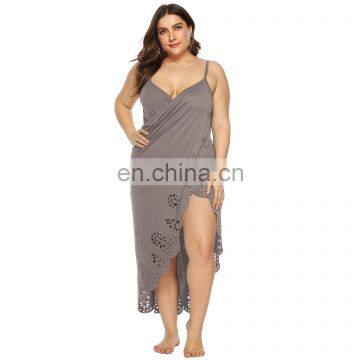 LAITE D2119 Women Hollowing Out Casual Dresses Women Plus Size Dress Ladies Beach Smock photo-4