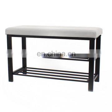 Customized Fabric Hallway Shoe Rack Seat With Metal Steel Double Size Bench Organizer Holder Rack Living Room Furniture photo-3