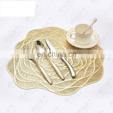 INS Creative Flowers and Roses Gold Stamp Hollow-out Heat Insulation Mat PVC Table Mat Plate Mat photo-3