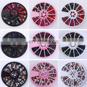 Different Design Colorful Nail Rhinestones 3D Nail Art Decorations In Wheel