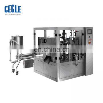 automatic liquid/paste stand up pouch filling and sealing machine for shampoo/oil/honey ,premade bag packaging machine