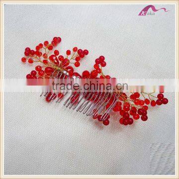 Beaming Red Bridal Wedding Hair Comb Hair Accessories photo-2