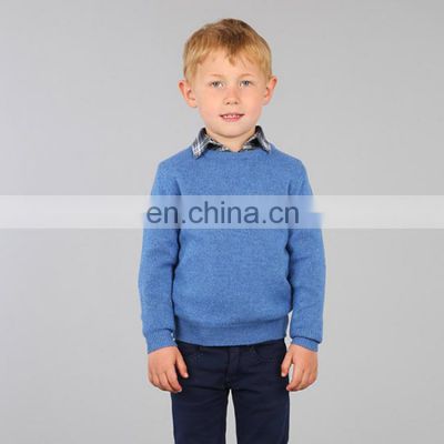 Warm Crew Neck Kids Wool Cashmere Knitted Sweater