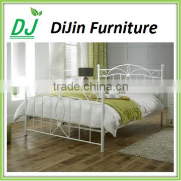 Black White metal bed base with wooden slats