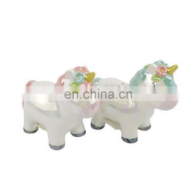 mini cute unicorn animal ceramic salt and pepper shakers set herb & spice tools