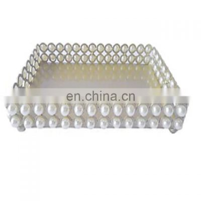 wedding square white pearls beading tray