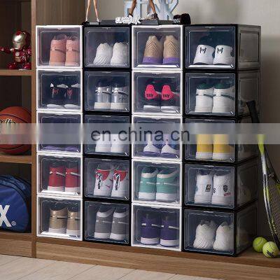 Drop Front Stackable Shoe Case Magnetic Amazon Shoe Case Acrylic Wholesale Custom Clear Transparent Shoe Case Storage Box