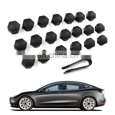 For Tesla Model 3 Y Gloss Black Wheel Center Hub Cover Screw Logo Kit Decorative Tires Modification Car Accessory