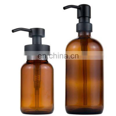 Factory Made Plastic Amber Soap Foam Pump Shampoo Bottle Wide Neck 500Ml Amber Glass Bottle Foaming Soap With Pump At Good Price