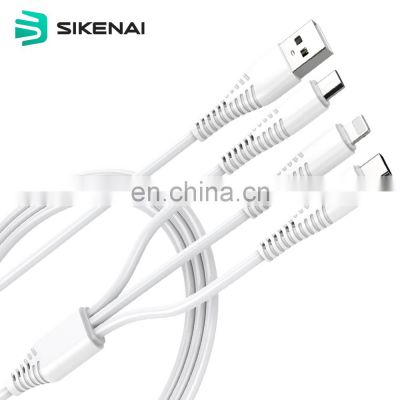 SIKENAI Universal 3 in 1 Charging Data Cable Multi Charging Cable for iPhone  USB Type C Micro USB cables For Xiaomi