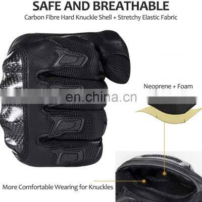 Customized Carbon Fiber Long Factory Touchscreen Full Finger Knuckle Protection Anti Slip Motorcycle Racing Gloves photo-3