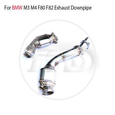 HMD Exhaust Manifold Downpipe for BMW M3 M4 F80 F82 Car Accessories With Catalytic converter Header Catless whatsapp008618023549615