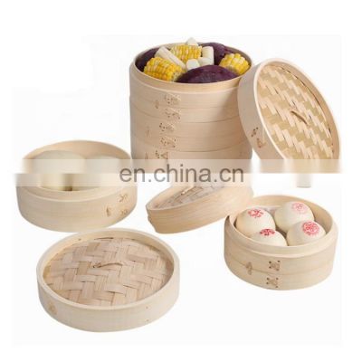 Eco-friendly high quality round food bamboo steamer