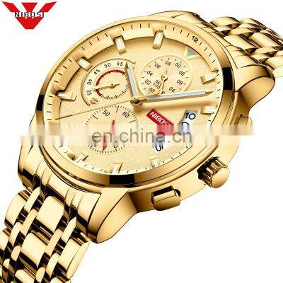 Free shipping NIBOSI Quartz Watch Men Sport Watches Men Steel Band Military Clock Waterproof Gold Wrist Mens Watch Relogio