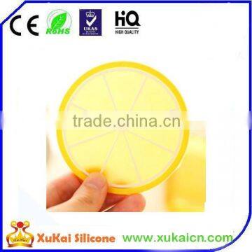 Yellow lemon design silicone cap coasters/cup mat