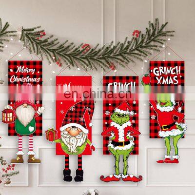 Christmas Grinch Garden Flag Merry Christmas Grinch GardeRed Black Buffalo Plaid Xmas Indoor Outdoor Decorative Flag for Holiday