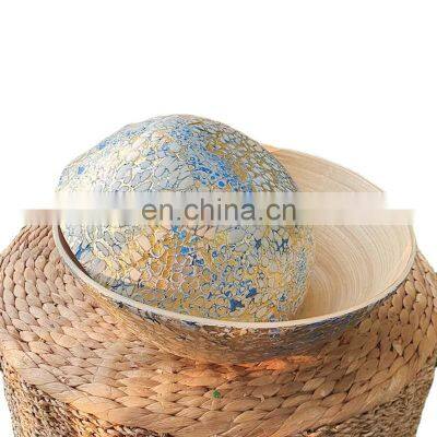 Eco-friendly Hand spun bamboo bowl Dinnerware Cereal bowl with Eggshell Inlay