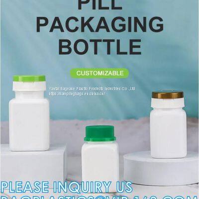 100ml 150ml 200ml 250ml Empty White Hdpe Plastic Pills Capsule Bottles, pill bottle, Square Shape Capsules Vitamin Plastic Pill Bottle With Cap