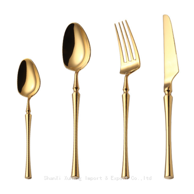 Factory Wholesale Shiny Gold Colored Knife Fork Spoon Cutlery Set For Wedding Table Decoration