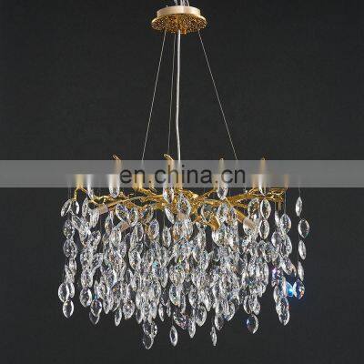 Home Decor Gold Pendant Light Restaurant Hanging Hotel Modern Led Glass Chandelier