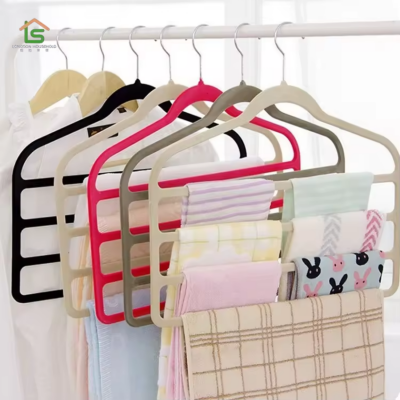 Laundry Velvet Pants Trousers Slacks Hangers 4 Layer Scarf Flocked Hanger Pants Hanger Space Saving photo-2