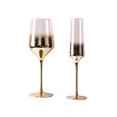 Handmade Half Electroplated Colored Lead-free Champagne Flutes Cup for Wedding