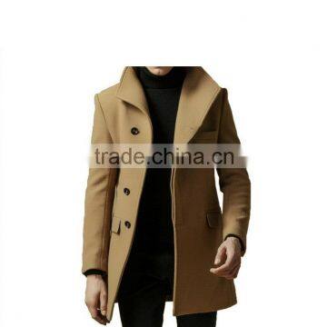 button up wool coats/button up winter coats/button up slim fit coat/button up men's coat