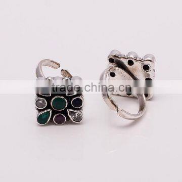 MULTISTONE TOE RING ,925 sterling silver jewelry wholesale,WHOLESALE SILVER JEWELRY,SILVER EXPORTER,SILVER JEWELRY FROM INDIA