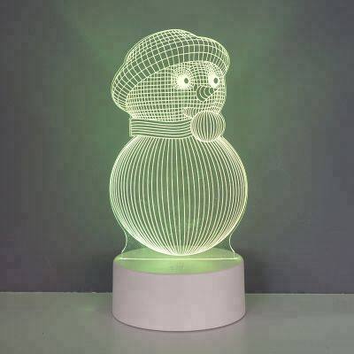 3D Illusion Creative Snowman RGB Bedside Night Lamp for Christmas Gift photo-2
