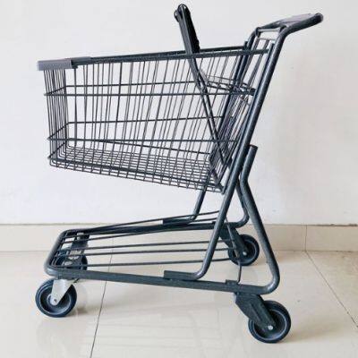 180L Asia 5 Inch PU Wheel Steel Shopping Trolley for Supermarket （surface : Zinc and Transparent Powder Coating） photo-3
