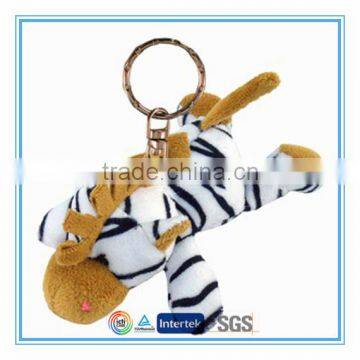 Small size mini 4" zebra plush keychain toy