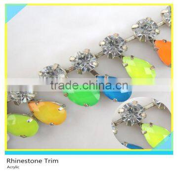 Fancy 888 Crystal Rhinestone Chain mix Neon Acrylic Stone Embellishments For Dresses