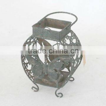 Antique Black metal candle holder with lantern
