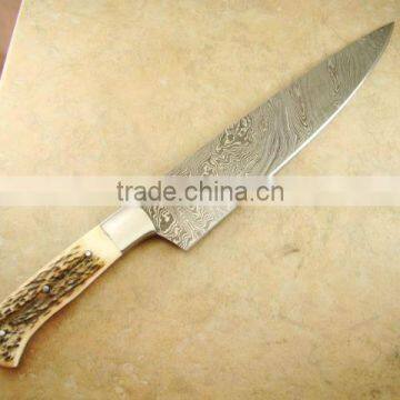 udk s1" custom handmade Damascus shef knife with stag handle