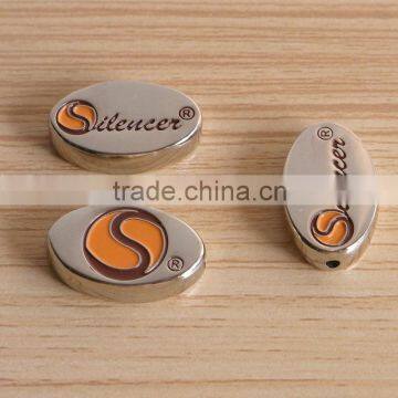 oval shape gold beads custom logo beads