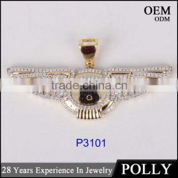 Fashion new design B wing shape hip hop 10k gold pendant setting diamonds jewerly