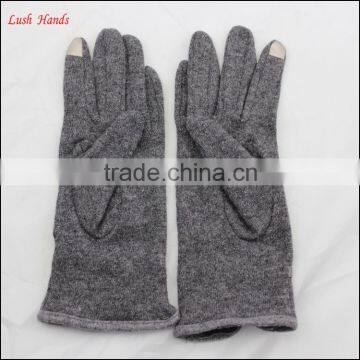 Women Touch Screen Woolen Gloves With Leather Bow Mouth and Hand Clasp photo-3