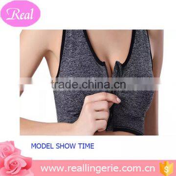 New Style Front Zipper Nylon Cotton Training Sportswear Bra