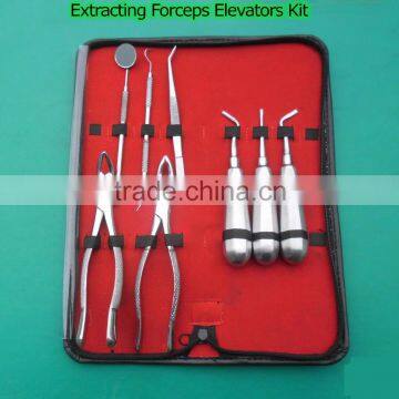 8 PCS BASIC DENTAL EXTRACTING EXTRACTION FORCEPS ELEVATORS SET KIT