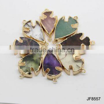 JF8557 New style Gold plated natural crystal stone arrow head arrowhead connectors