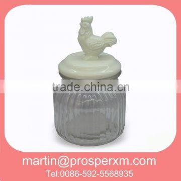 Glass canister with ceramic cover