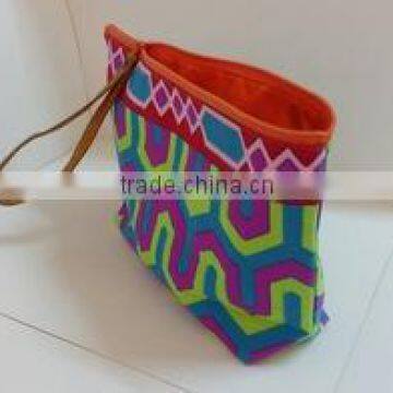 Neon canvas bag Black white pattern