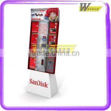 Latestly display memory card floor Cardboard Hook Display shelf for store